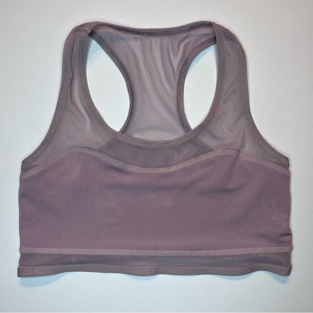 IJAK Mauve Purple Mesh Racerback Sports Bra Wireless Stretch Pullover Women’s S